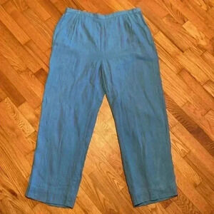 Doncaster 100% Linen Plus Sized Pants in Size 14.  Robin’s Egg Blue.